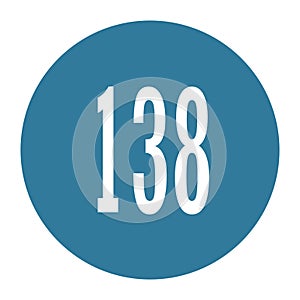 138 numeral logo with round frame in blue color