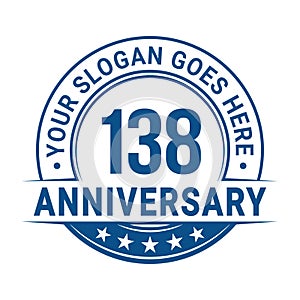 138 years anniversary. 138th anniversary logo design template. Vector and illustration.