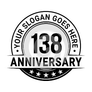 138 years anniversary. 138th anniversary logo design template. Vector and illustration.