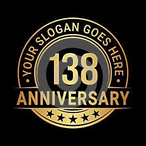 138 years anniversary. 138th anniversary logo design template. Vector and illustration.