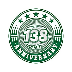 138 years anniversary celebration. 138th anniversary logo design. 138years logo.