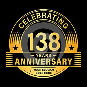 138 years anniversary celebration design template. 138th logo vector illustrations.