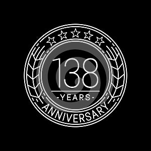 138 years anniversary celebration logo template. 138th line art vector and illustration.
