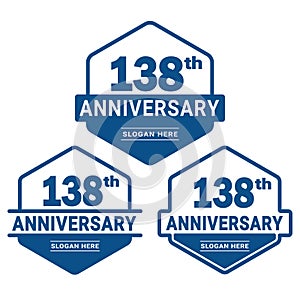 138 years anniversary celebration logotype. 138th anniversary logo collection