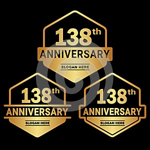 138 years anniversary celebration logotype. 138th anniversary logo collection