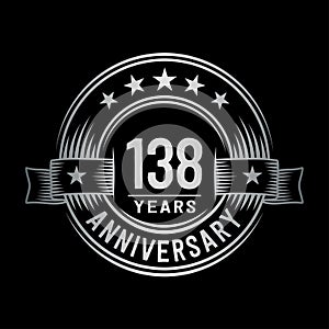 138 years anniversary celebration logotype. 138th years logo. Vector and illustration.