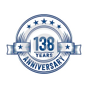 138 years anniversary celebration logotype. 138th years logo. Vector and illustration.