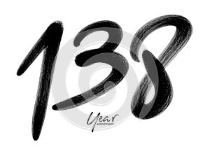 138 Years Anniversary Celebration Vector Template, 138 number logo design, 138th birthday, Black Lettering Numbers brush drawing