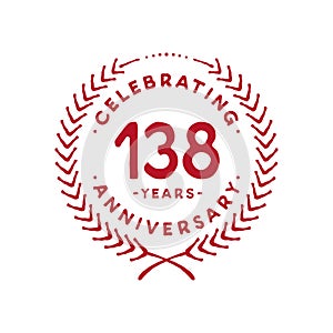 138 years design template. 138th vector and illustration