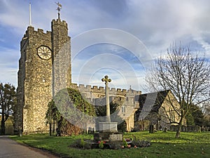 The 13th century Church of St Mary`s is noted for its stained glass window and fine monuments. Memorial cross in the grounds of