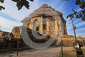 13th century  Indian architecture Konark Sun Temple in Odisha. world heritage site. Incredible India