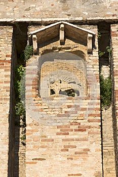 13th-century medieval stone Scaliger Castle Castello Scaligero on Lake Garda, Sirmione, Italy