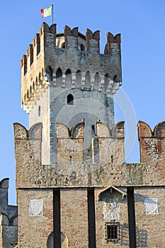 13th-century medieval stone Scaliger Castle Castello Scaligero, Sirmione, Italy