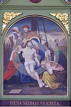 13th Stations of the Cross,Jesus` body is removed from the cross