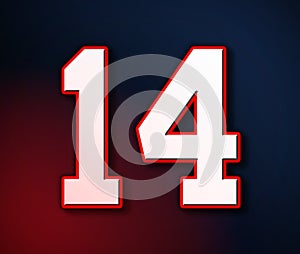 14 American Football Classic Sport Jersey Number in the colors of the American flag design Patriot, Patriots 3D illustration