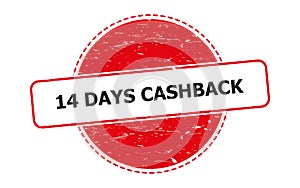 14 days cashback stamp on white