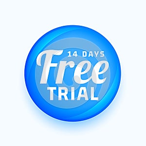 14 days free trial blue shiny button label