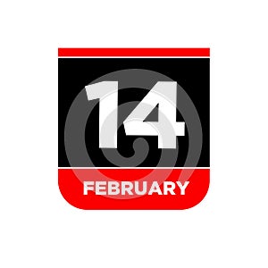 14 feb calendar day vector icon