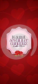 14 February Valentine`s Day Celebration Turkish - 14 Subat Sevgililer Gununuz Kutlu Olsun wishes, billboard, social media card d