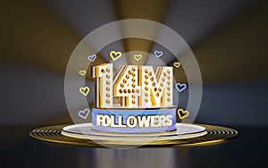 14 million followers celebration banner 3d background