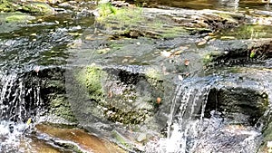 14 second video slow motion mini waterfall with mossy rocks