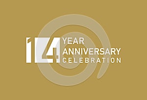 14 years anniversary celebration logotype on gold Background