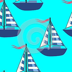 1404 pattern, seamless pattern with a picture of a yacht, a boat, ornament for fabric and wallpaper, scrapbooking paper, backgroun