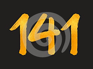 141 Number logo vector illustration, 141 Years Anniversary Celebration Vector Template,  141th birthday, Gold Lettering Numbers