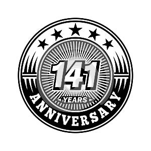 141 years anniversary celebration. 141st anniversary logo design. 141years logo.