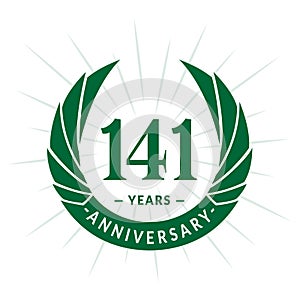 141 years anniversary design template. Elegant anniversary logo design. 141 years logo.