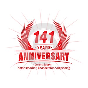 141 years anniversary. Elegant anniversary design. 141st years logo.
