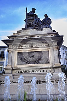 1492 Isabella with Columbus Statue Fountain Built 1892 Granada