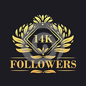 14K Followers celebration design. Luxurious 14K Followers logo for social media followers