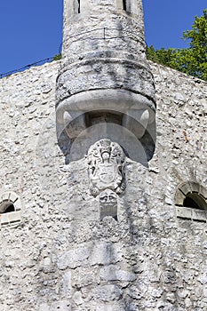 14th century defense Castle Pieskowa Skala ,defensive wall, near Krakow, Poland