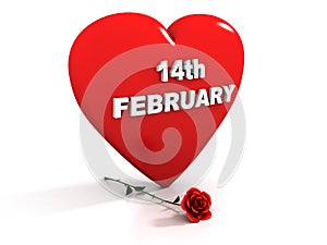 14th February - Red heart and rose