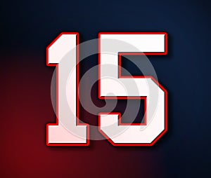15 American Football Classic Sport Jersey Number in the colors of the American flag design Patriot, Patriots 3D illustration