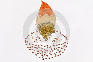 15 August India Independence Day concept, Indian flag are made of grains
