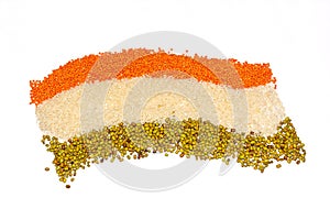 15 August India Independence Day concept, Indian flag are made of grains