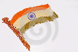 15 August India Independence Day concept, Indian flag are made of grains