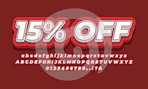 15% fifteen percent Sale discount promotion 3d  red design