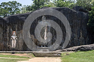 The 15 metre high Buddha statue takes centre stage at Buduruwagala, near Wellawaya in central Sri Lanka.