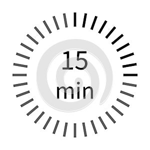15 minutes digital timer stopwatch icon vector for graphic design, logo, website, social media, mobile app, UI illustration