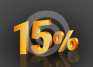 15% off 3d gold, Special Offer 15% off, Sales Up to 15 Percent, big deals, perfect for flyers, banners, advertisements, stickers,