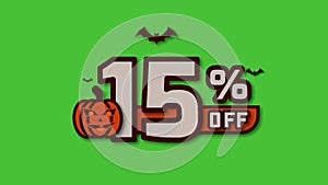 15% off halloween discount text green screen
