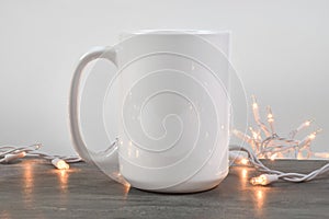 15 oz Coffee Cup Mockup with Glowing White Lights
