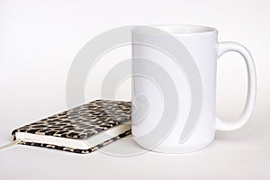 15 oz white ceramic mug mockup, white photo feminine style
