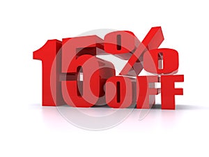 15% Percent off promotional sign