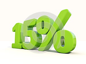 15% percentage rate icon on a white background