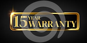 15 year warranty logo with golden banner
