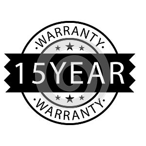 15 year warranty stamp on white background